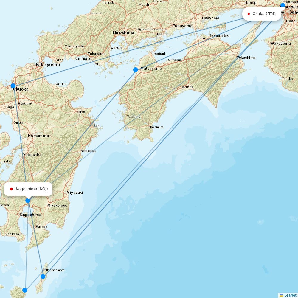 JAL flights between Osaka and Kagoshima