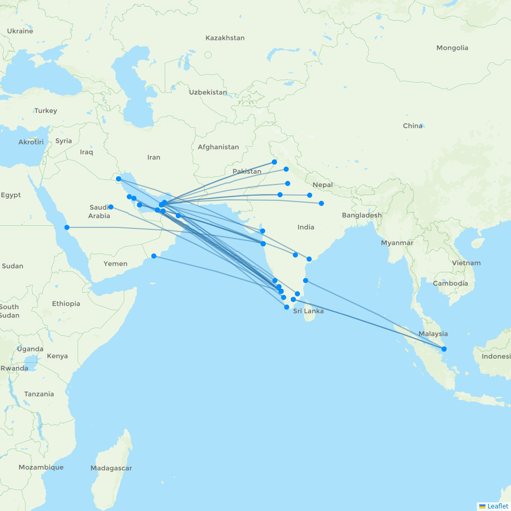 Air India Express destination map