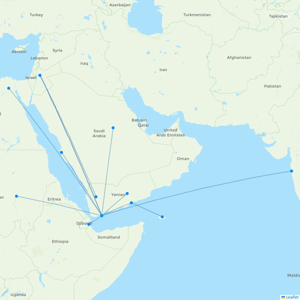 Yemenia destination map