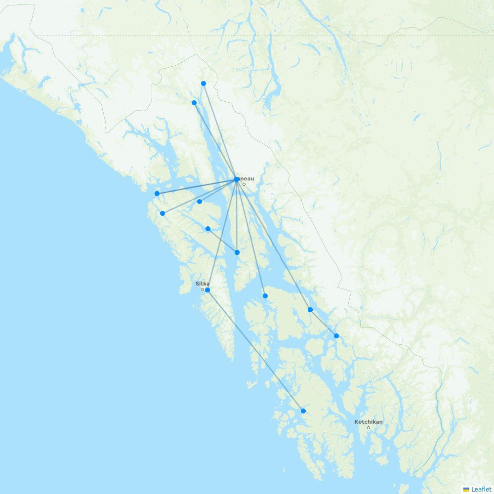 Alaska Seaplanes destination map