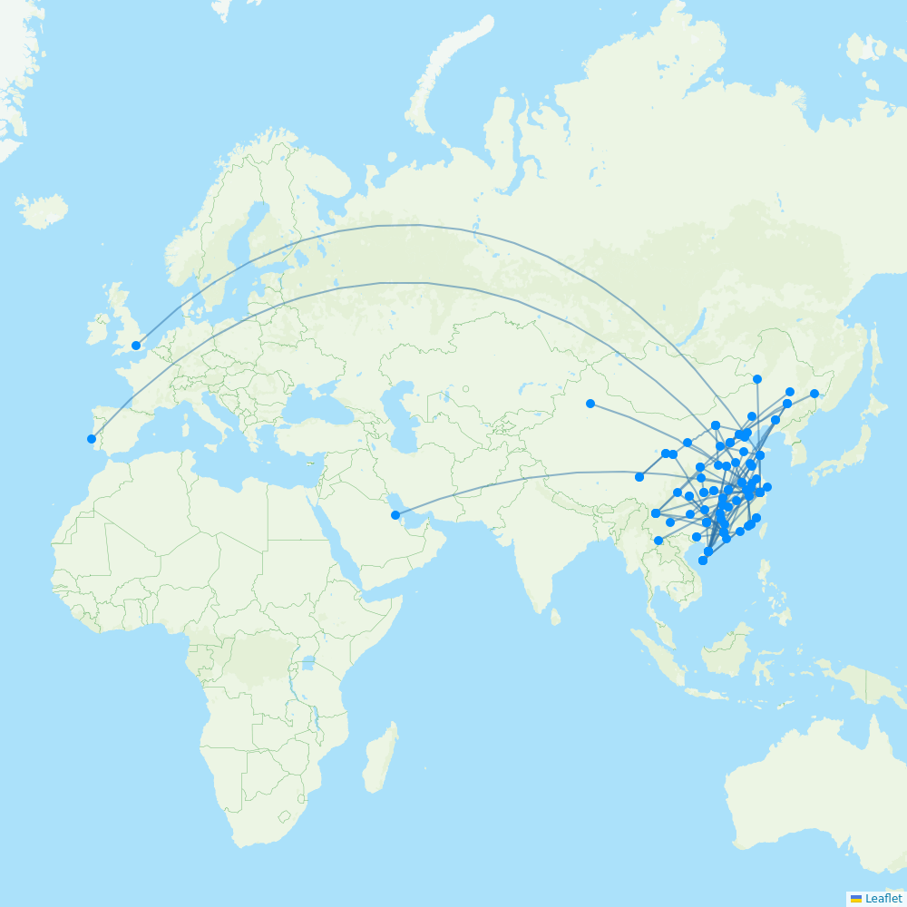 Beijing Capital Airlines destination map