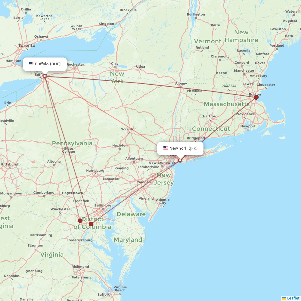 JetBlue Airways flights between New York and Buffalo