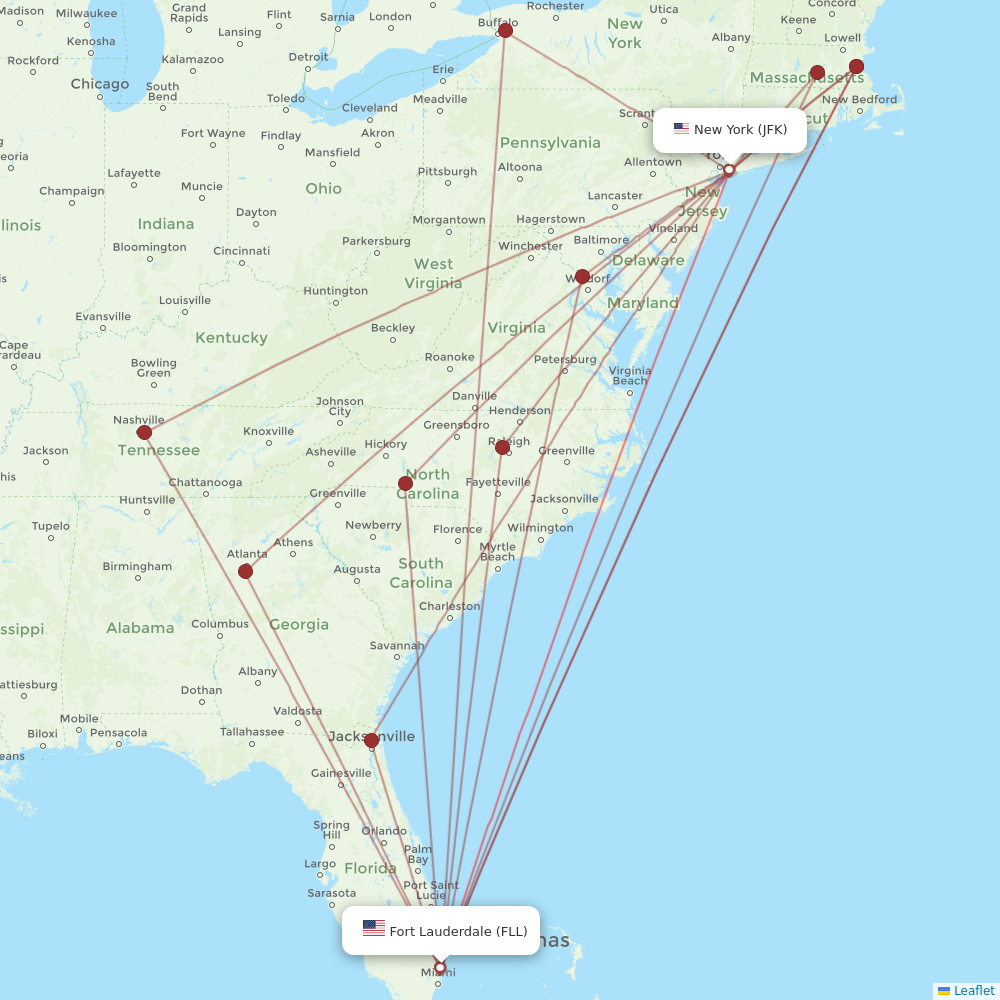JetBlue Airways flights between New York and Fort Lauderdale