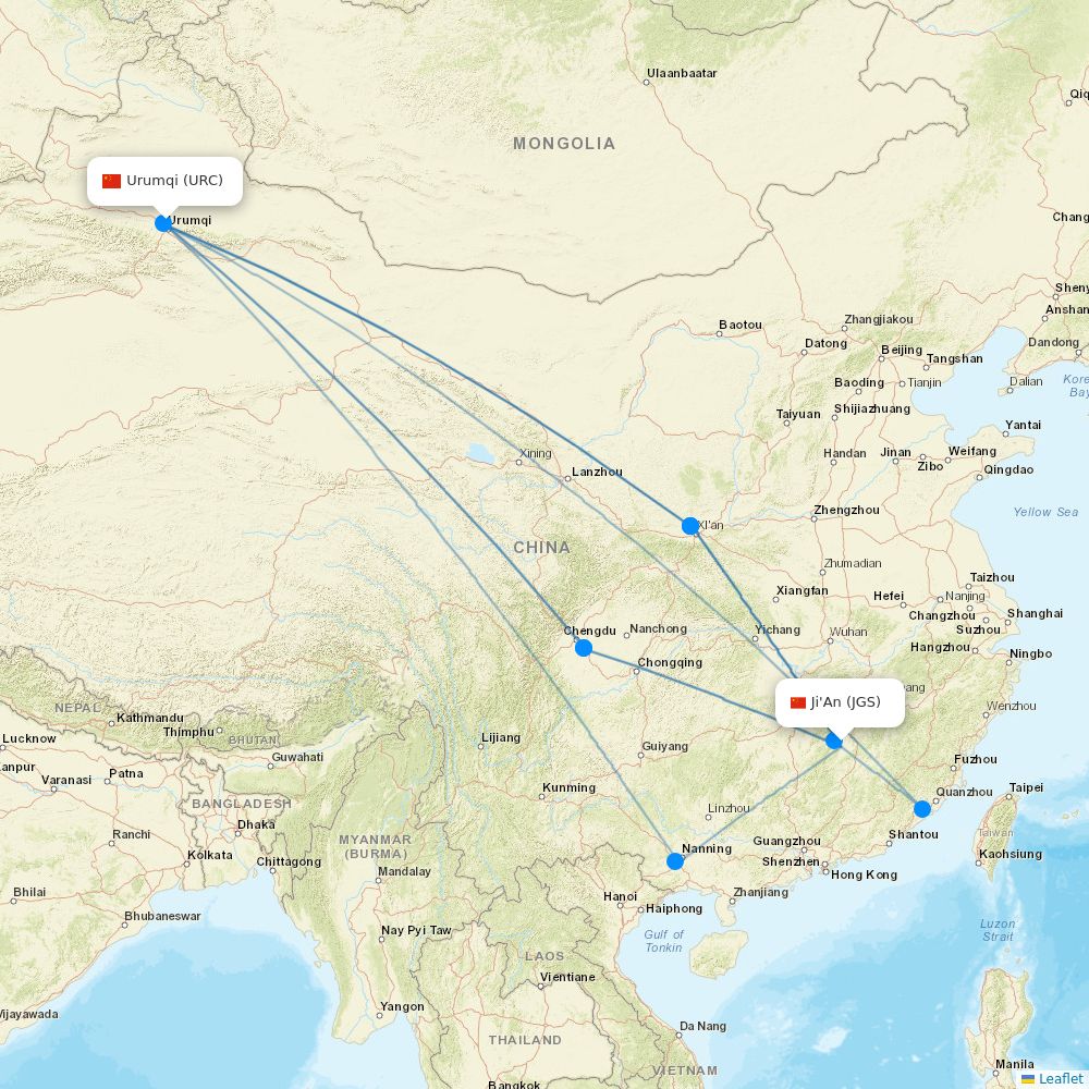 Flights From Ji An To Urumqi JGS To URC Flight Routes flights-from-ji-an-to-urumqi-jgs-to-urc-flight-routes