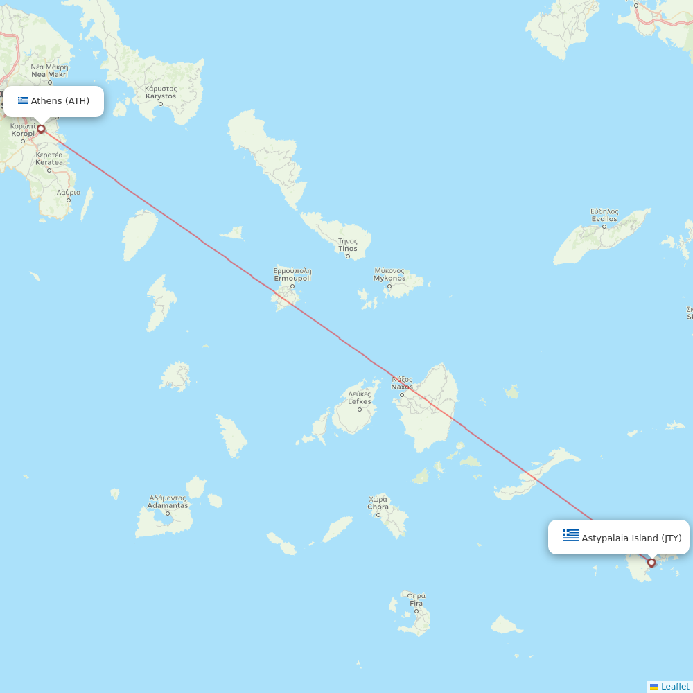 Sky Express flights between Astypalaia Island and Athens