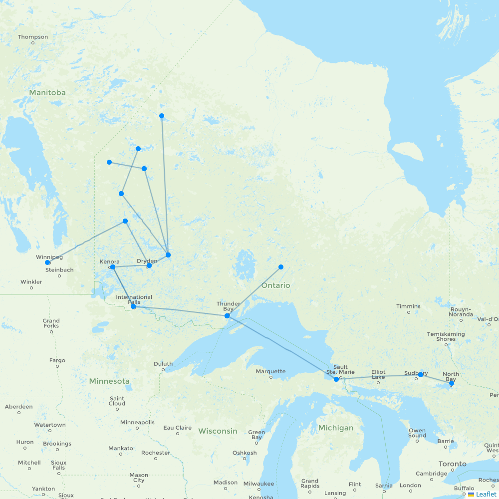 Bearskin Airlines destination map