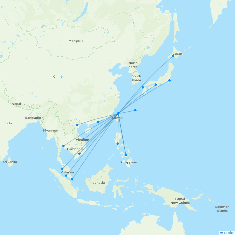 Starlux Airlines destination map