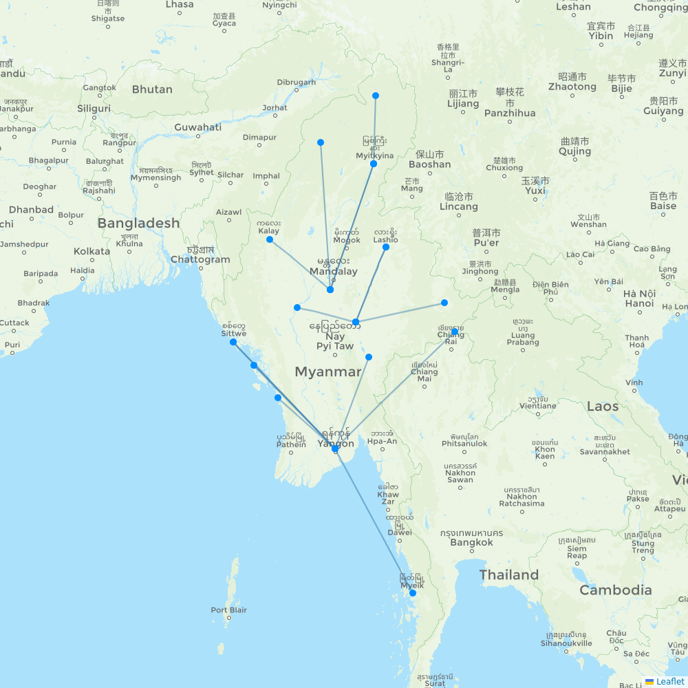 Air KBZ destination map
