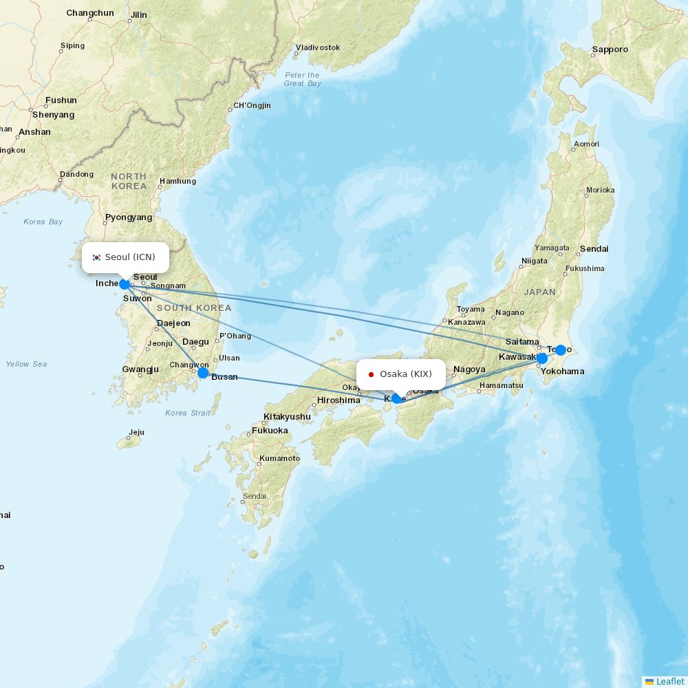 ONC TPC 航空地図 Peach Aviation routes 2025 – map with all flights - Flight