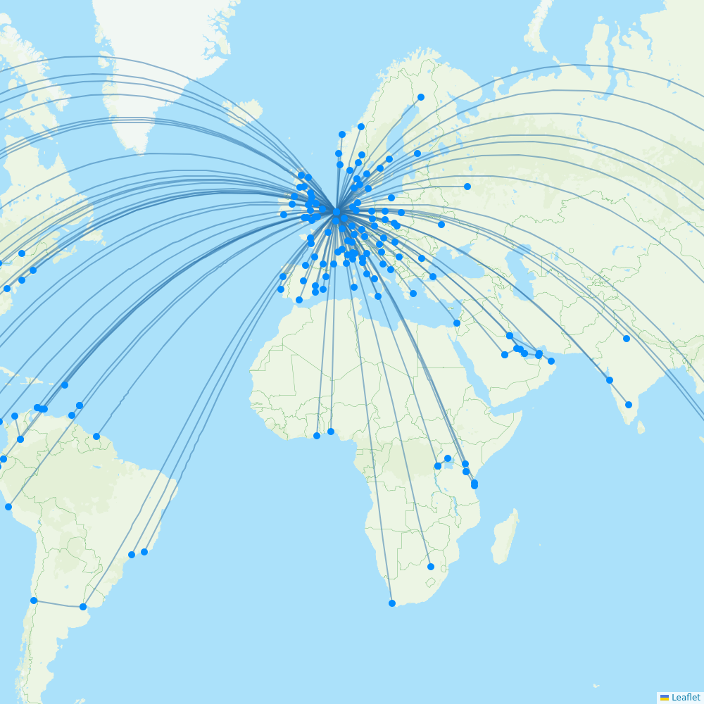 KLM destination map