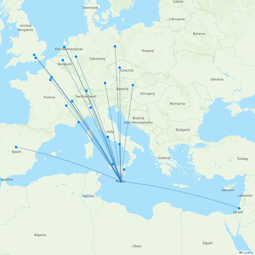 Air Malta destination map