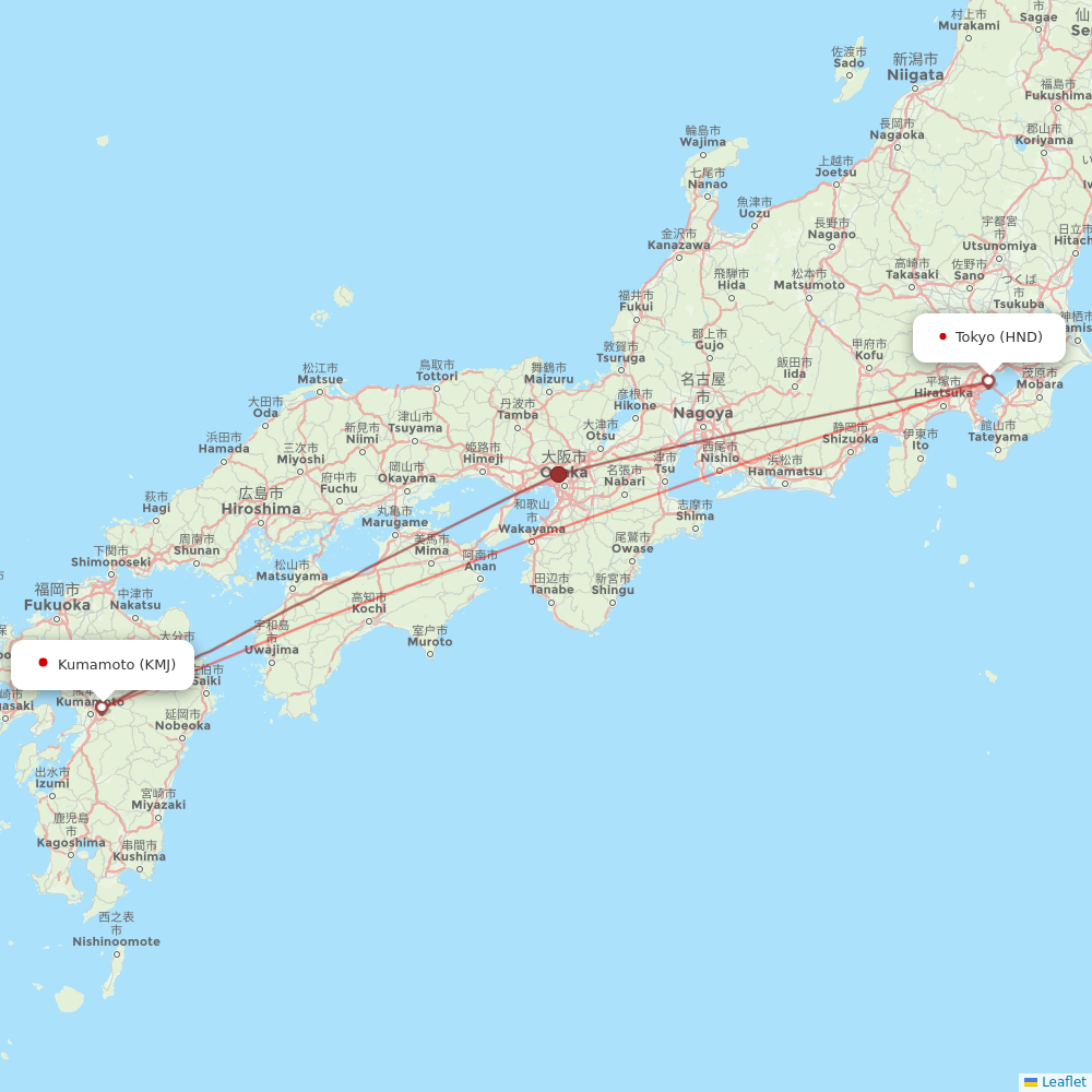 JAL flights between Kumamoto and Tokyo