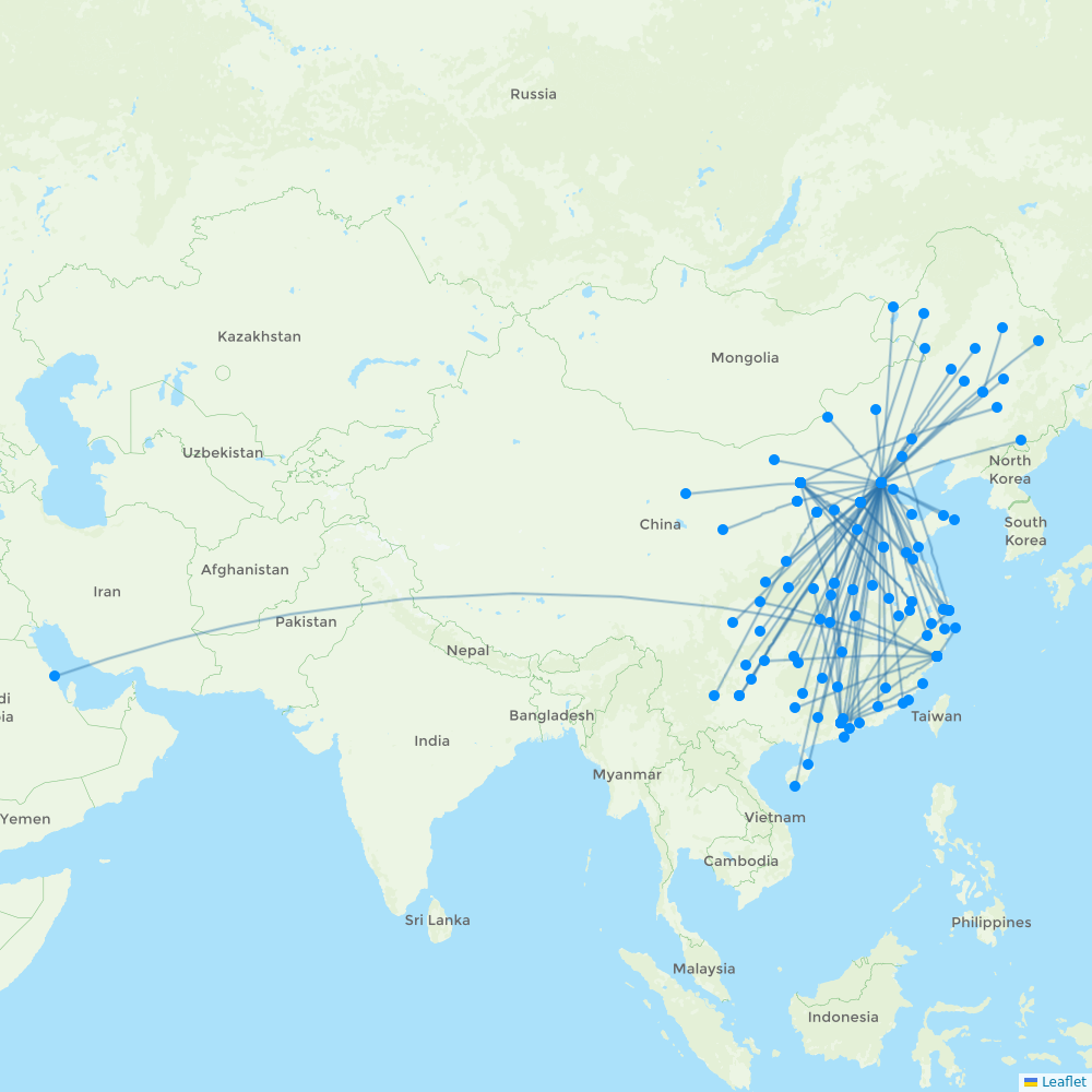 China United Airlines destination map