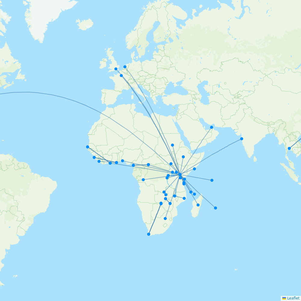 Kenya Airways destination map