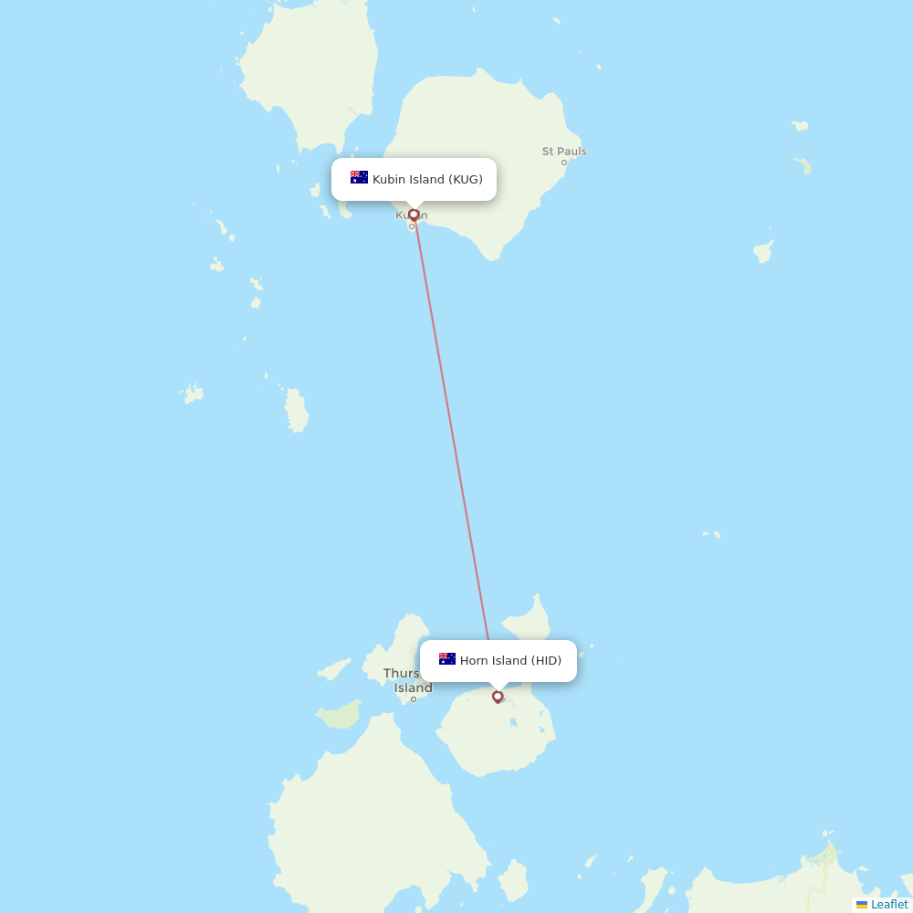 Skytrans Airlines flights between Kubin Island and Horn Island