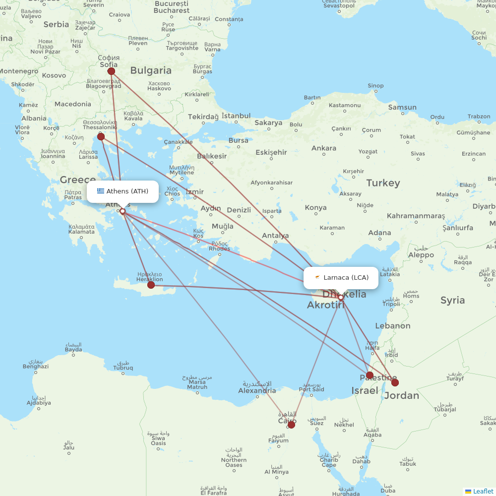 Sky Express flights between Larnaca and Athens