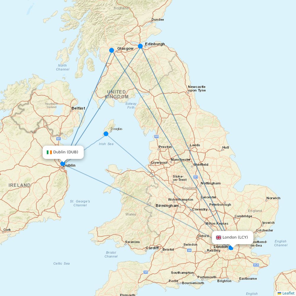 British Airways flights between London and Dublin