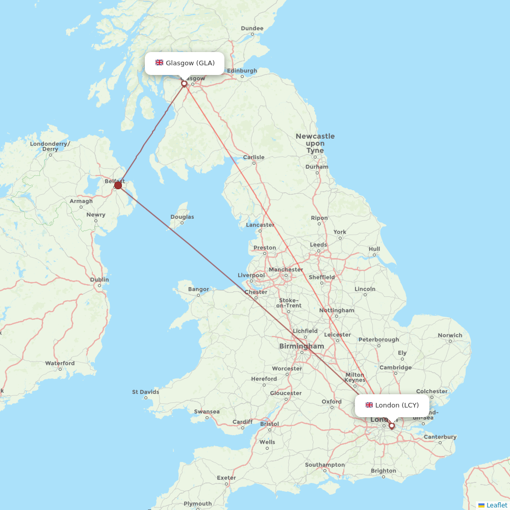 British Airways flights between London and Glasgow