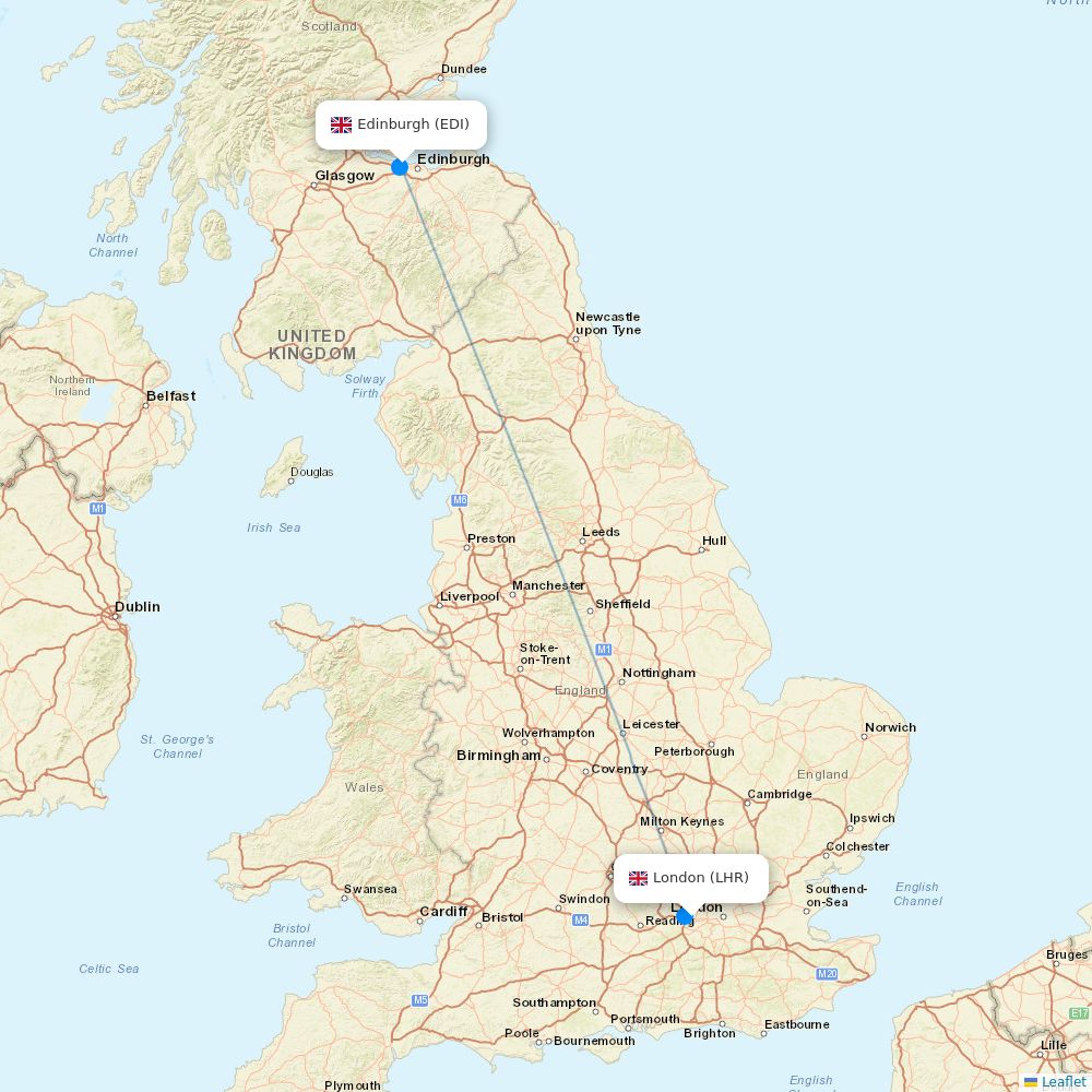 British Airways flights between London and Edinburgh