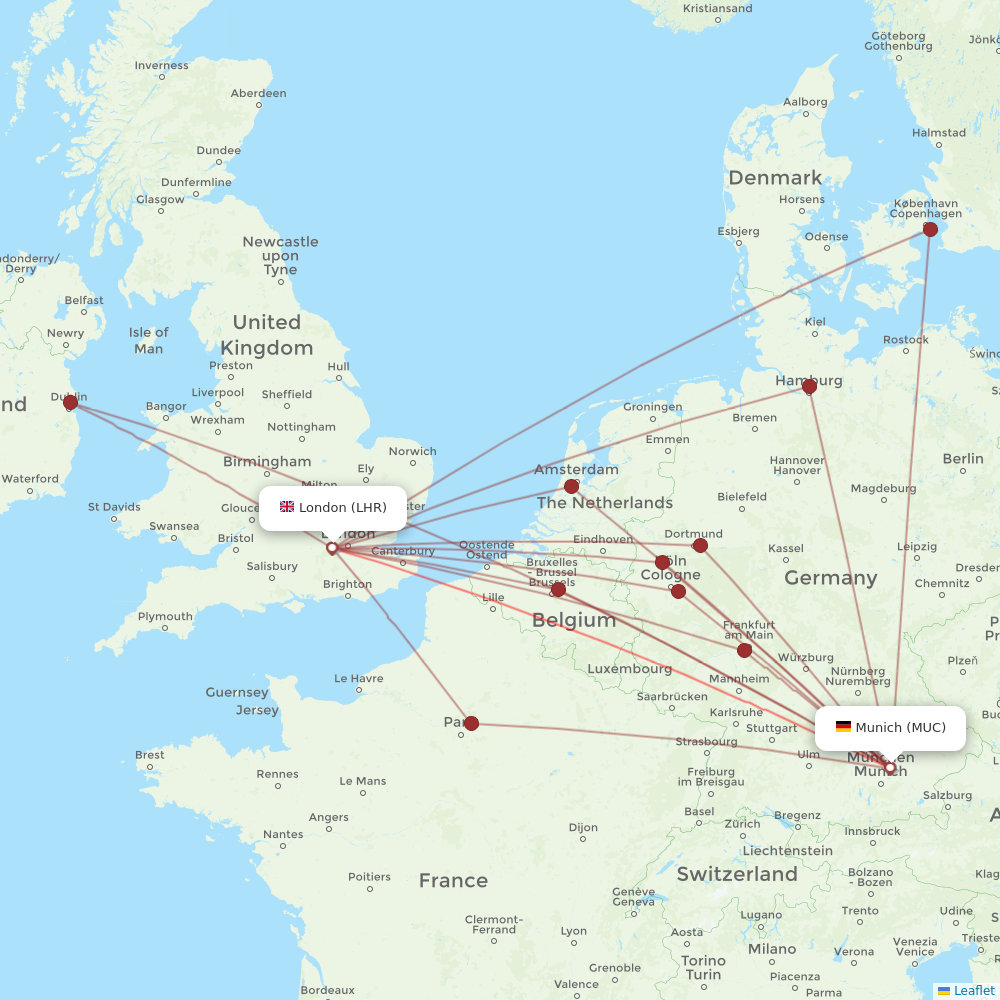 Lufthansa flights between London and Munich