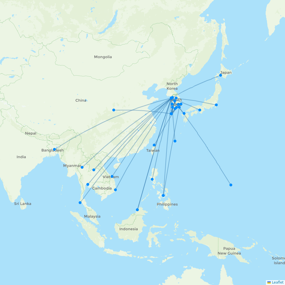 Jin Air destination map