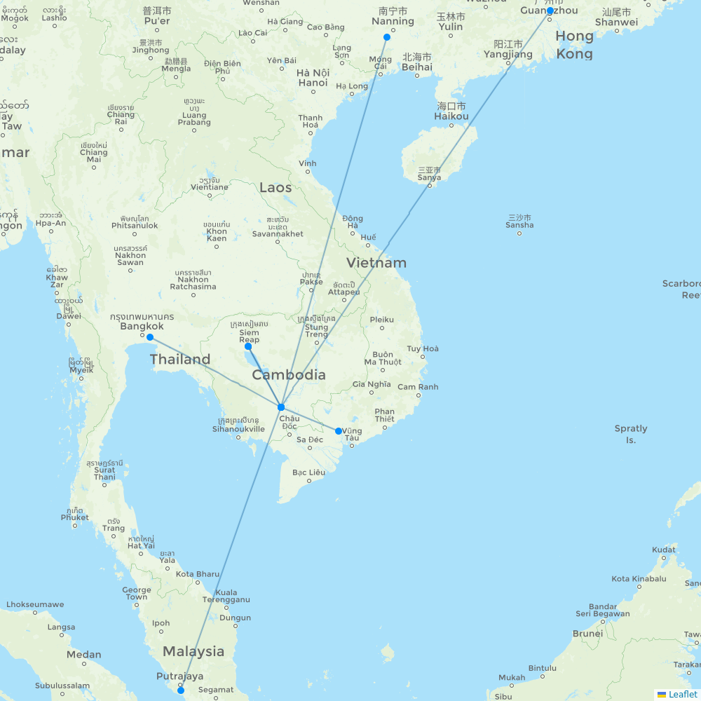 Lanmei Airlines destination map