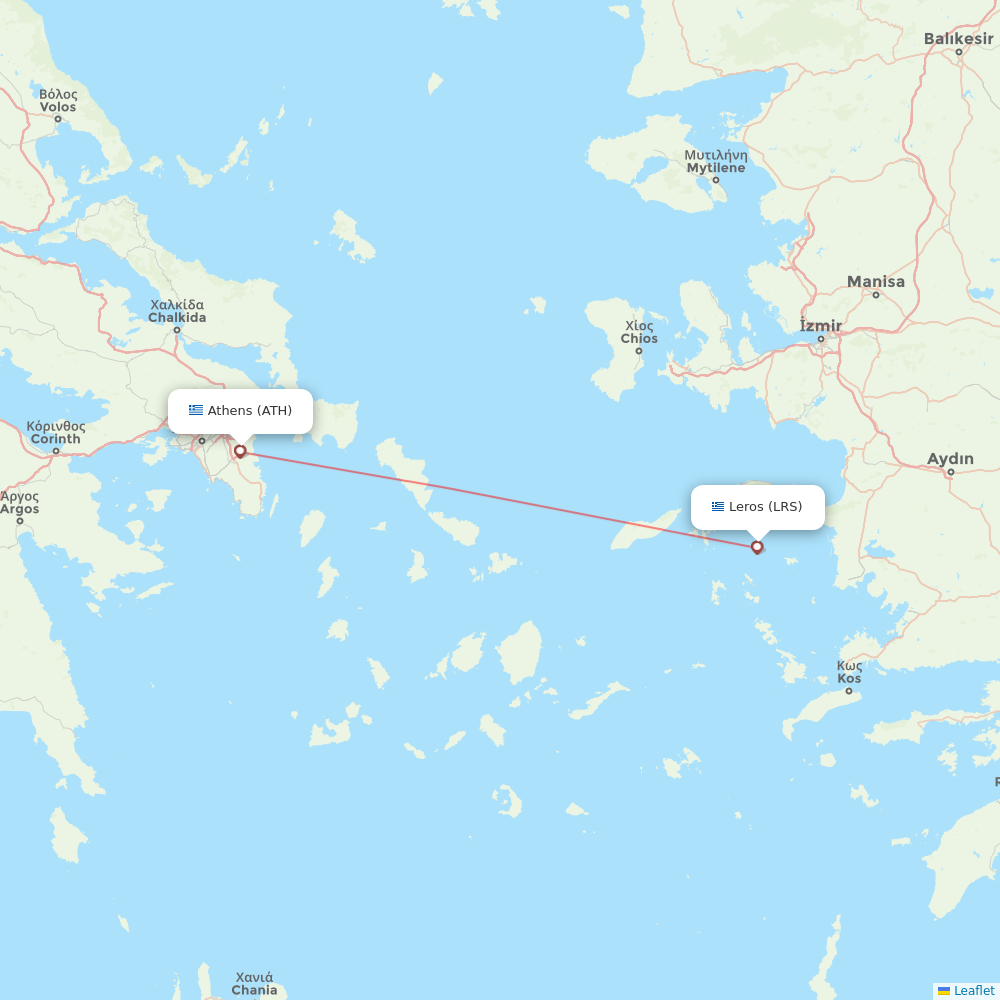 Olympic Air flights between Leros and Athens
