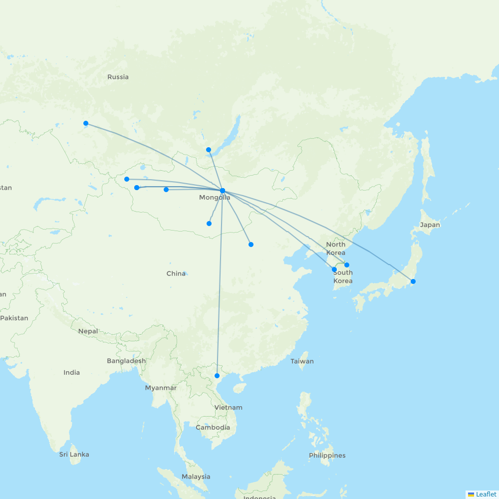 Aero Mongolia destination map