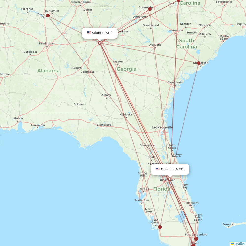 Frontier Airlines flights between Orlando and Atlanta
