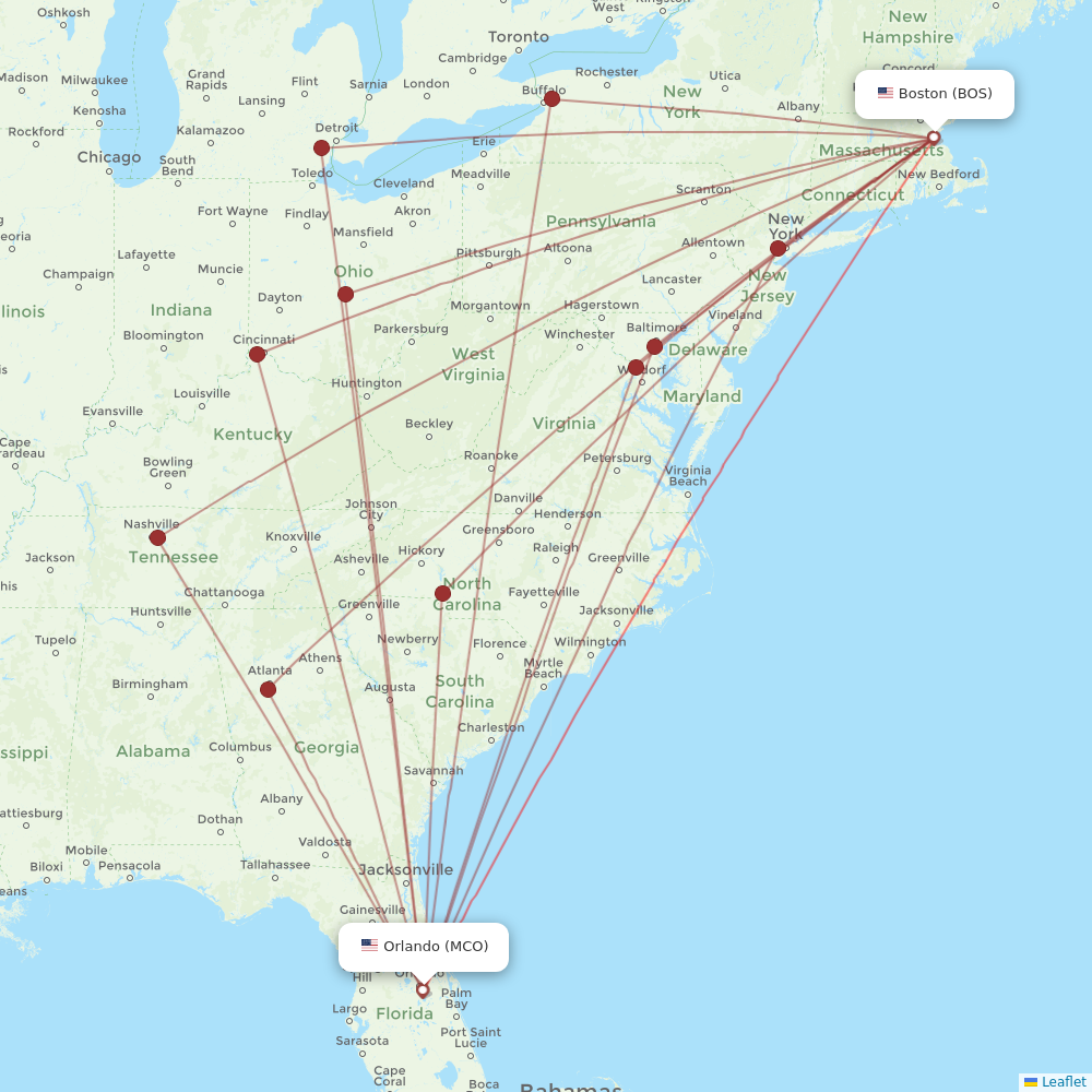 JetBlue Airways flights between Orlando and Boston