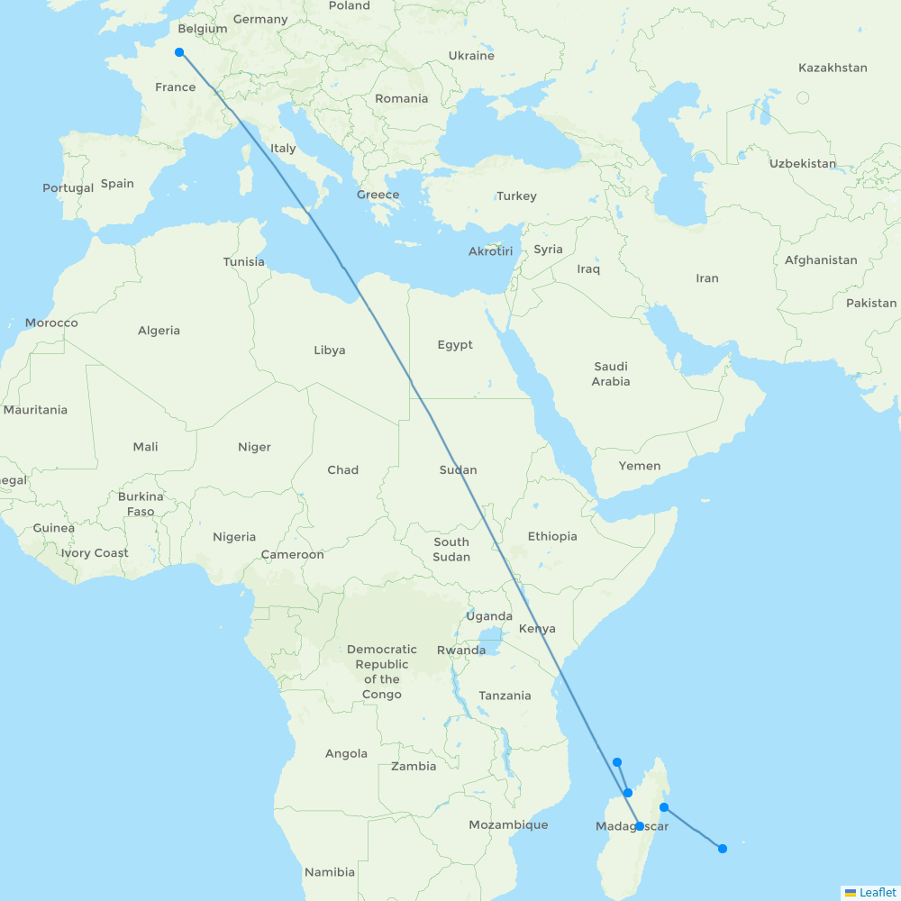 Air Madagascar destination map