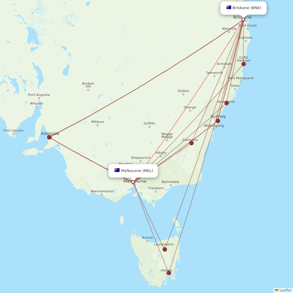 Jetstar flights between Melbourne and Brisbane