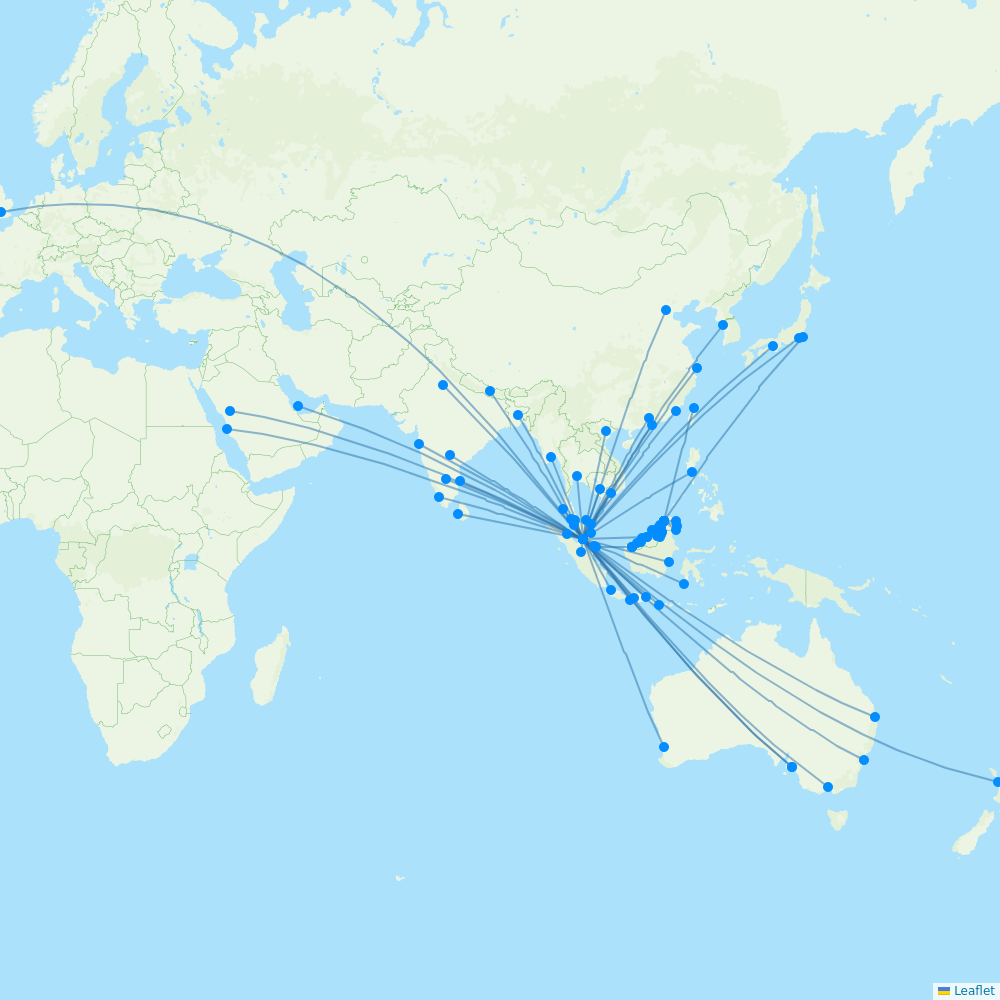 Malaysia Airlines destination map
