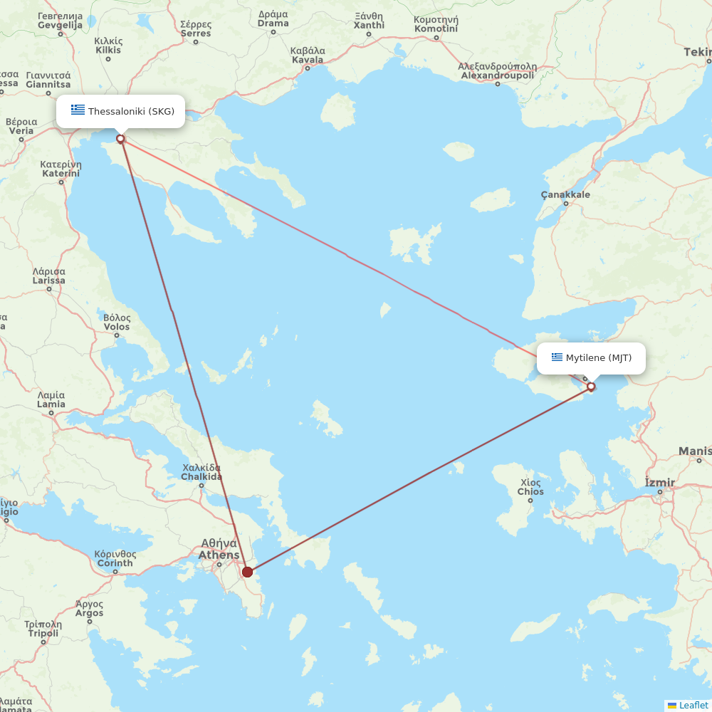 Olympic Air flights between Mytilene and Thessaloniki