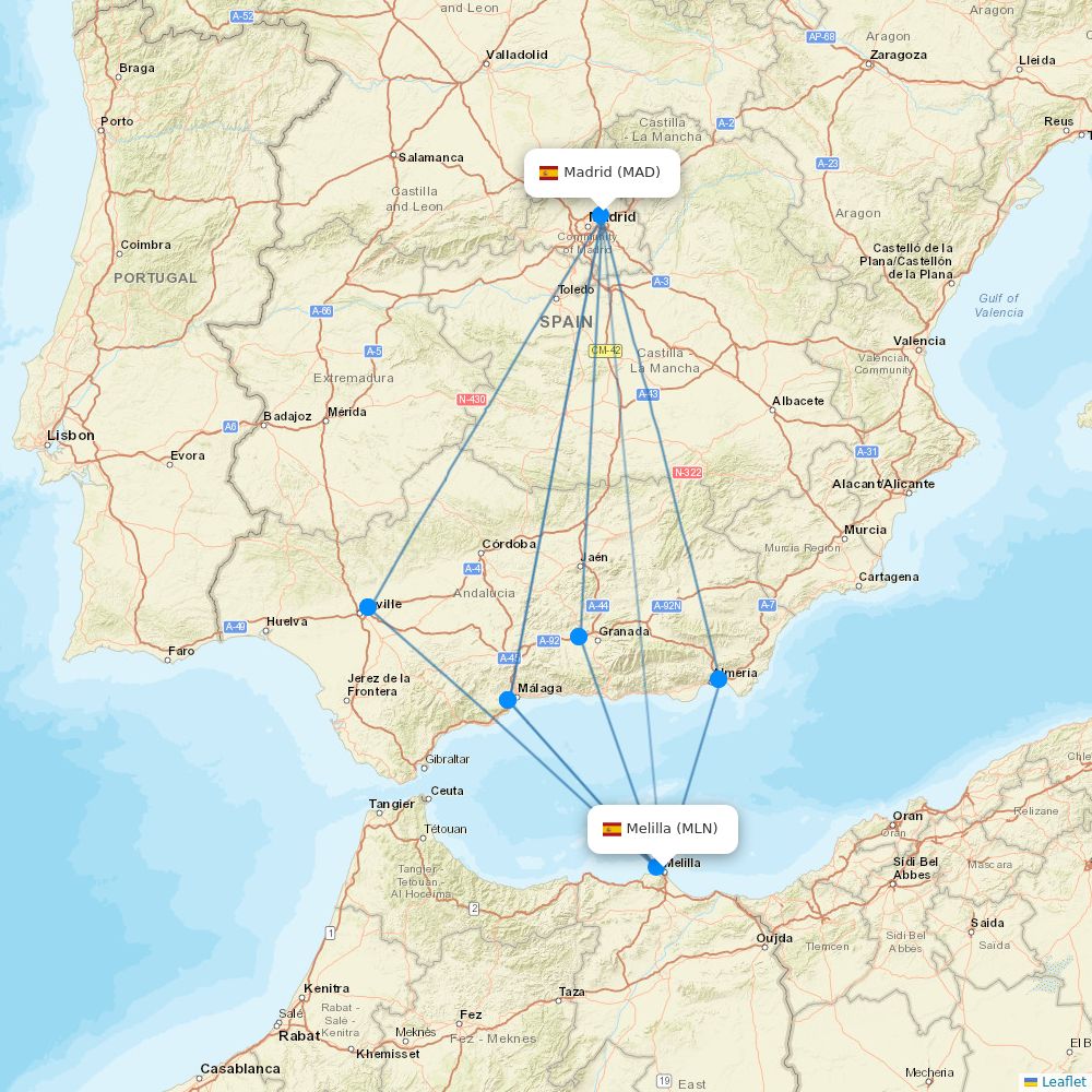 Iberia Routes 2026 Interactive Map With All Flights Flight Routes MLN MAD 