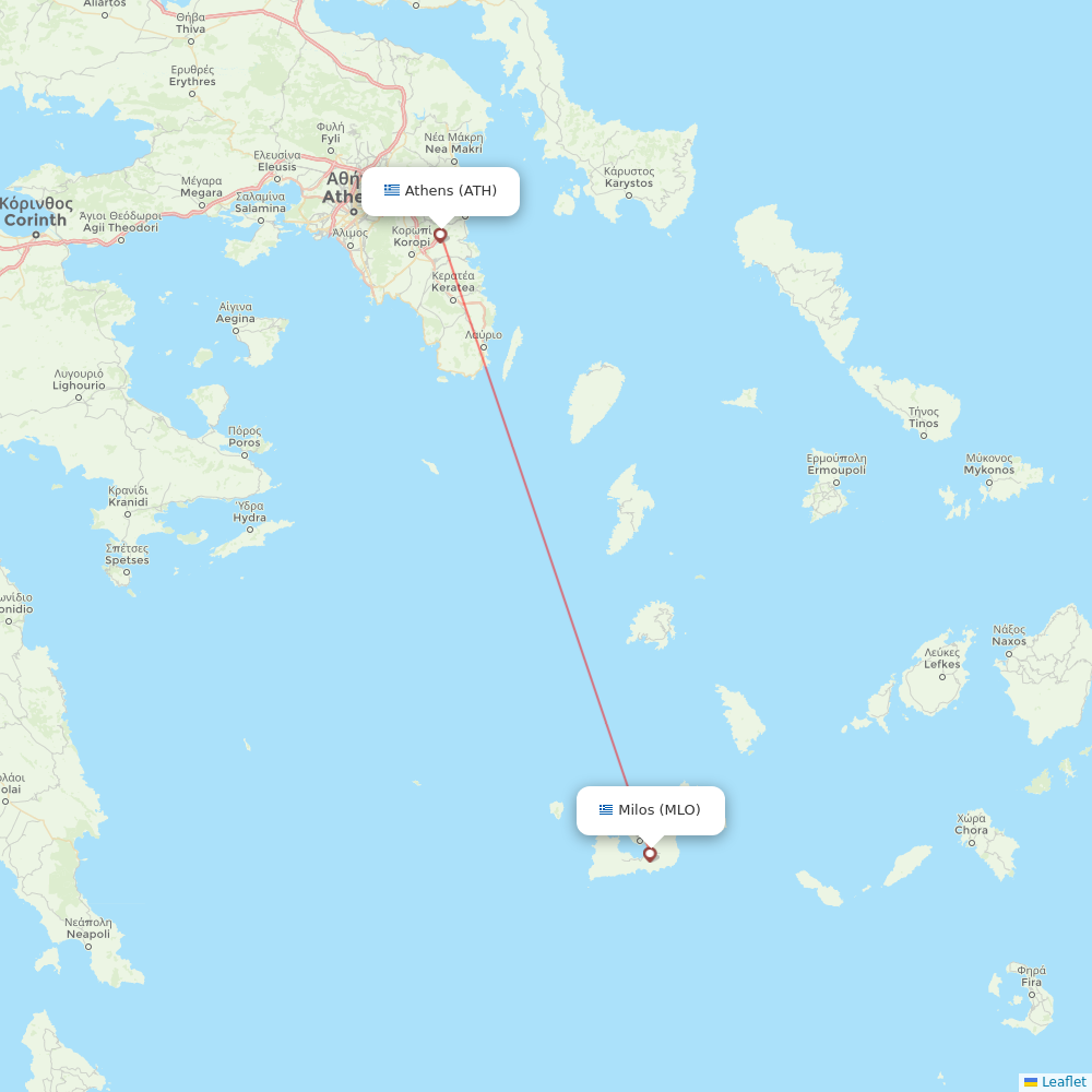 Sky Express flights between Milos and Athens