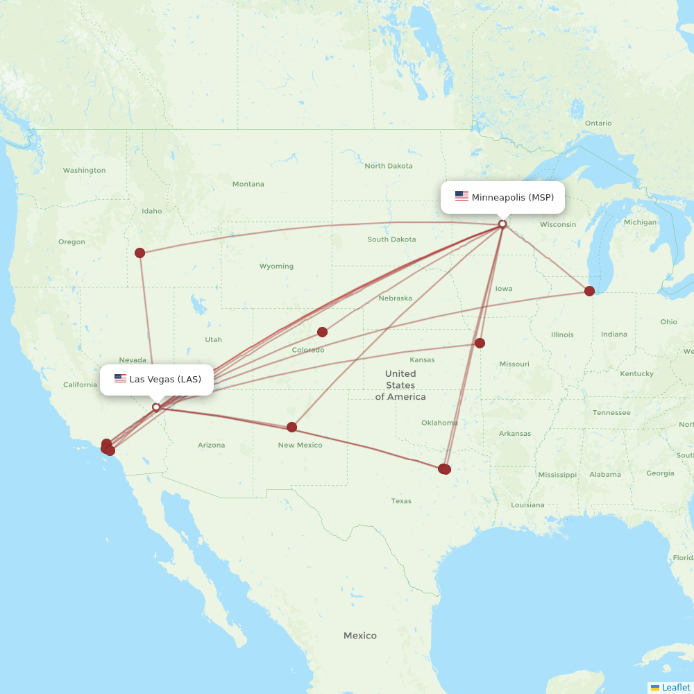 Sun Country Airlines routes (SY) - map - Flight Routes