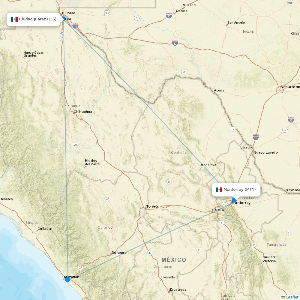 Viva Routes Viva Aerobus routes 2025 – map with all flights - Flight Routes