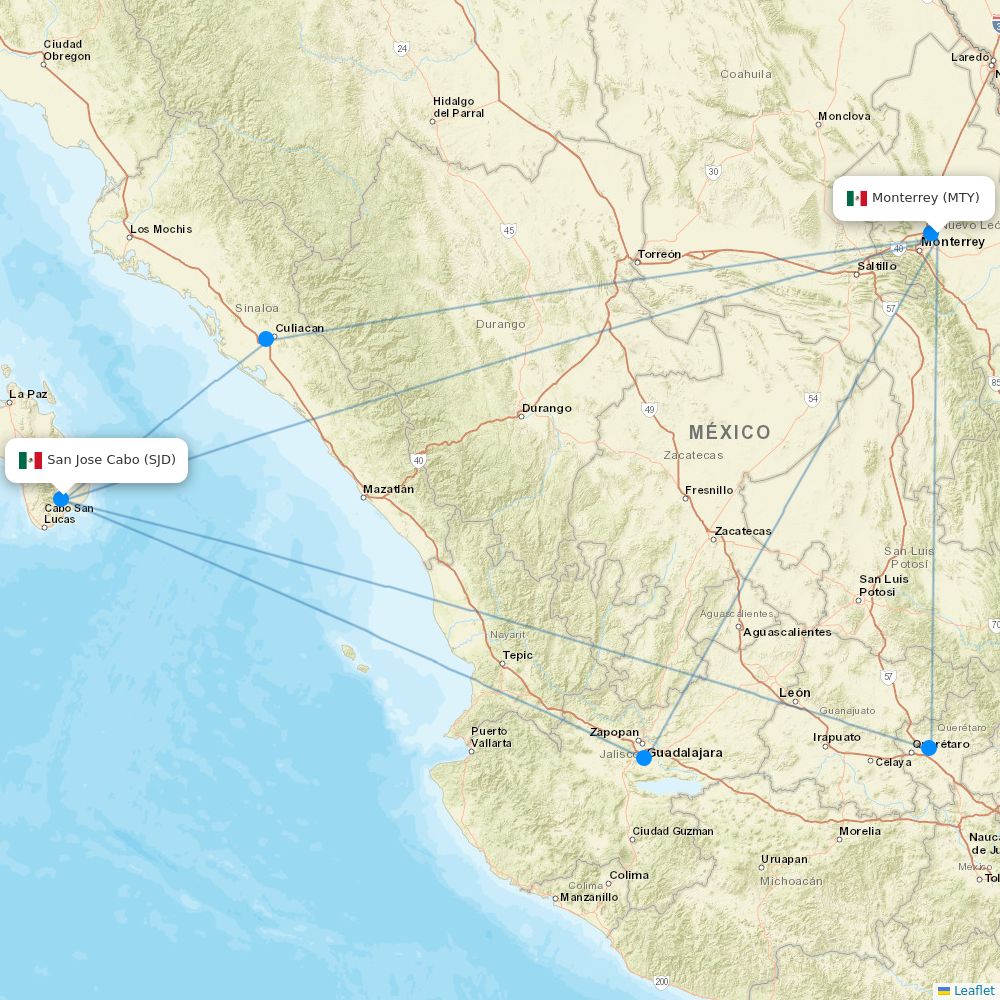 Viva Routes Viva Aerobus routes 2026 – map with all flights - Flight Routes
