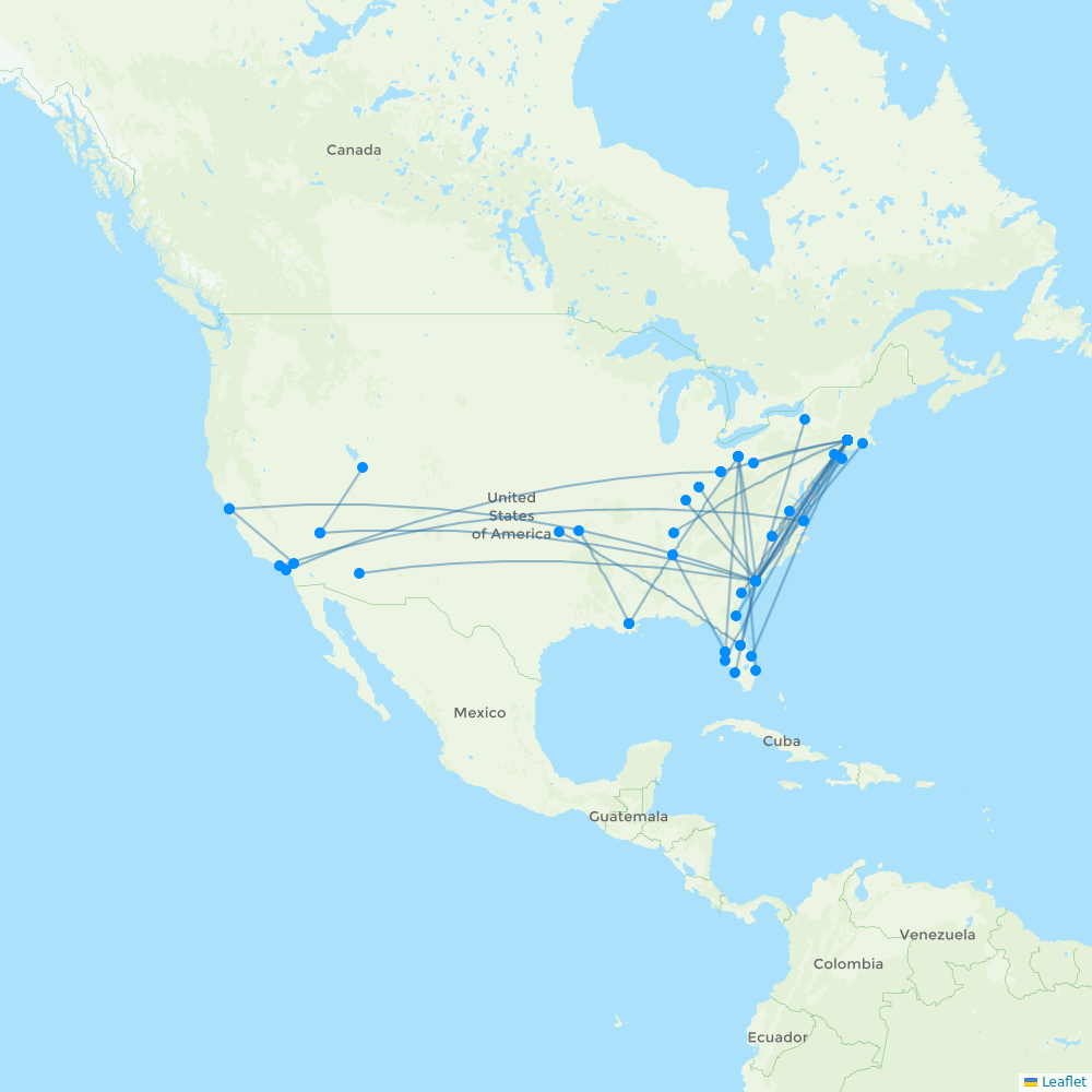 Breeze Airways Airline Routes MX 2025 Map Flight Routes