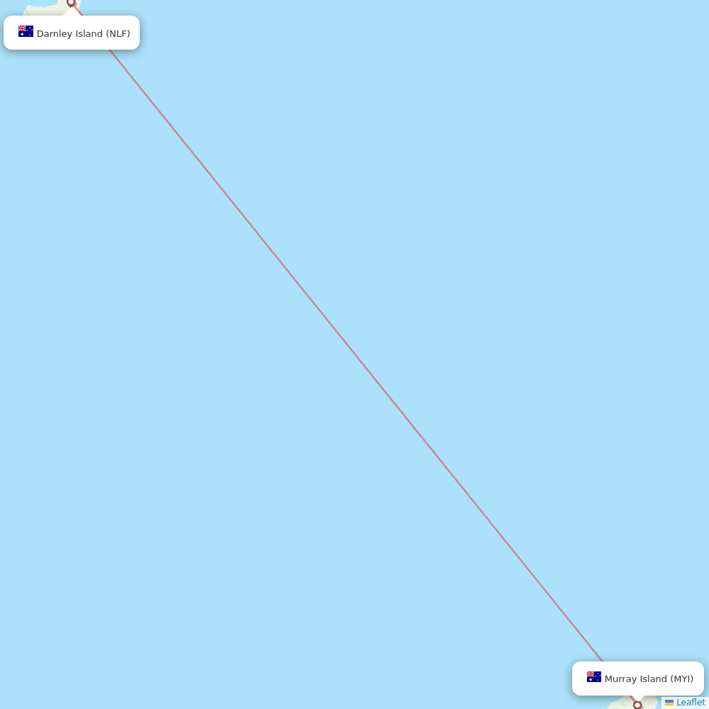Skytrans Airlines flights between Murray Island and Darnley Island