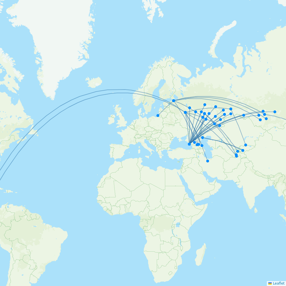 Nordwind Airlines destination map