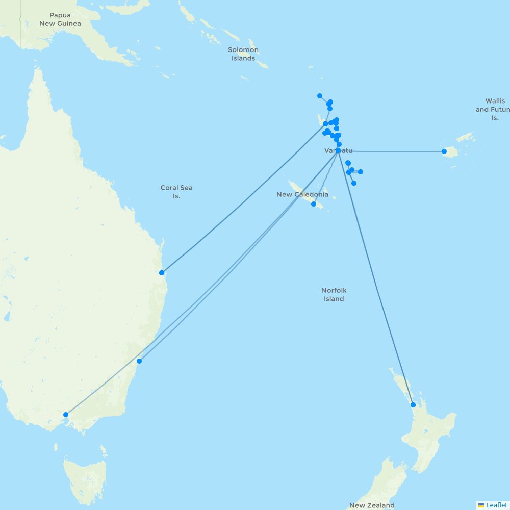 Air Vanuatu destination map