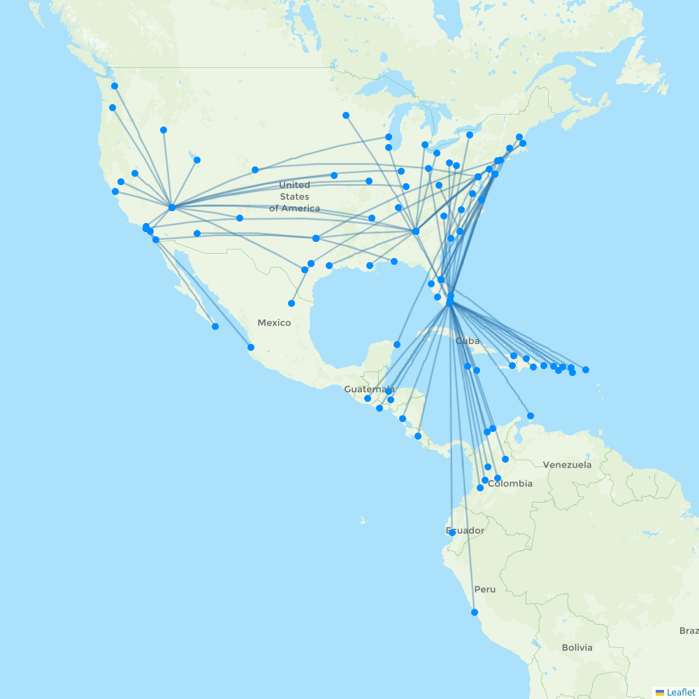Spirit Airlines destination map