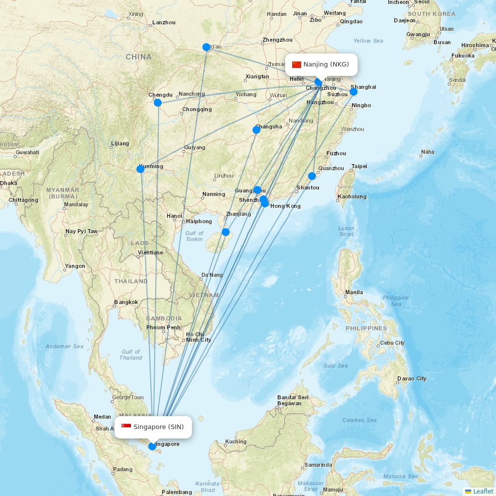 Scoot airline routes (TR) 2025, map - Flight Routes