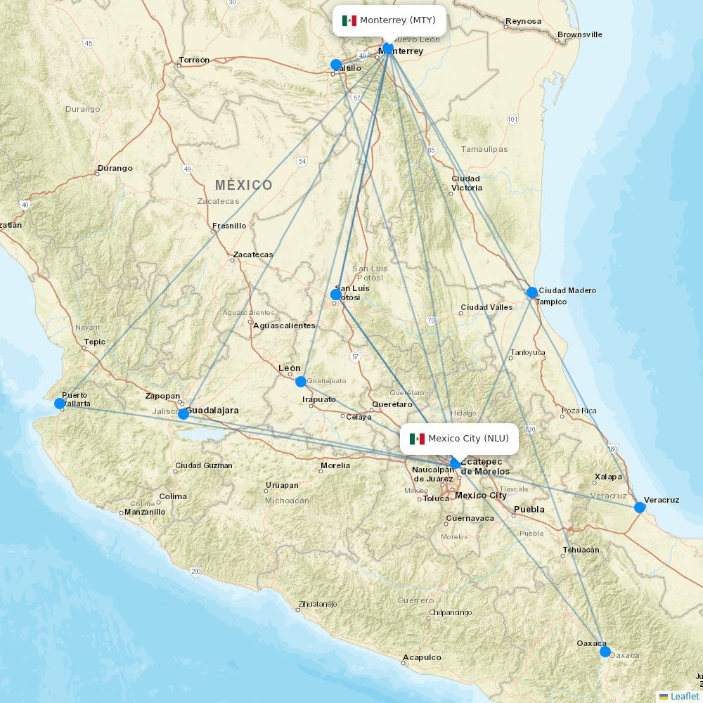 Viva Routes Viva Aerobus routes 2026 – map with all flights - Flight Routes