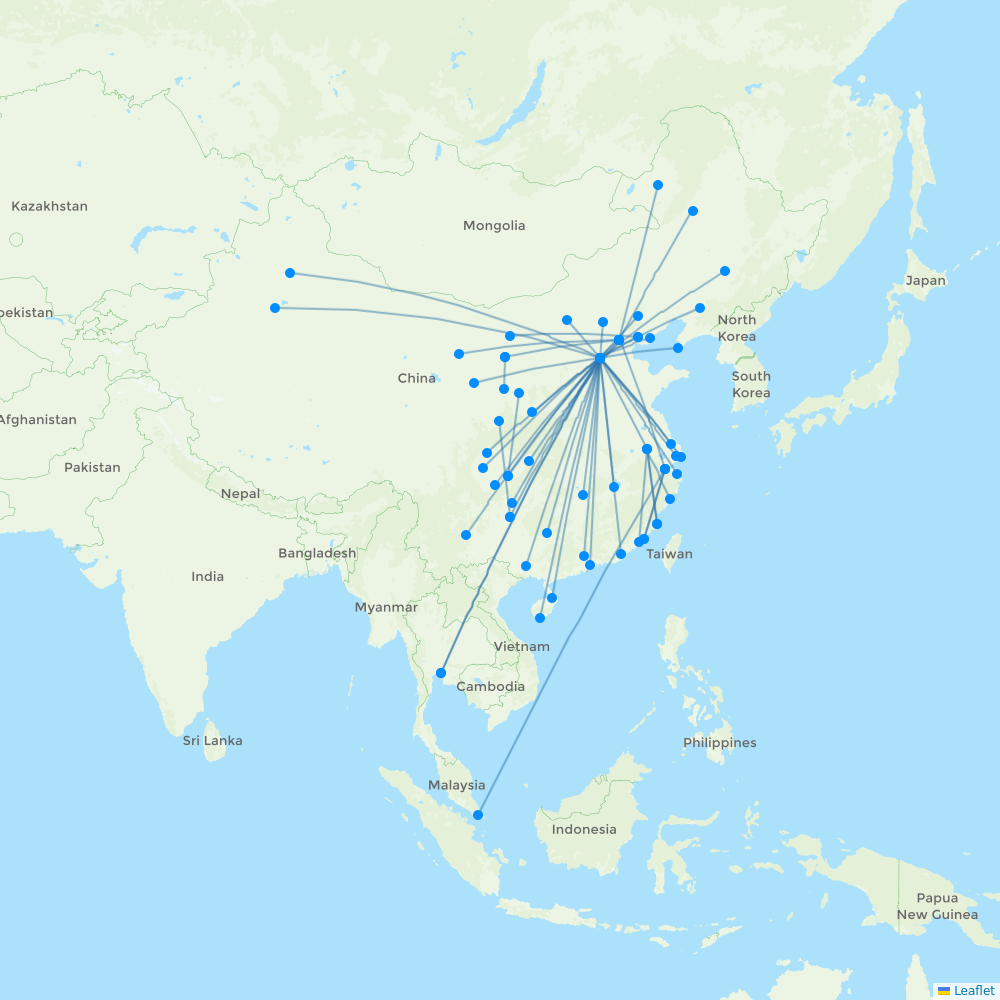 Hebei Airlines destination map