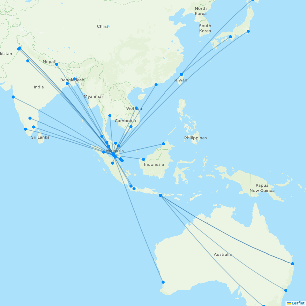 Batik Air Malaysia destination map