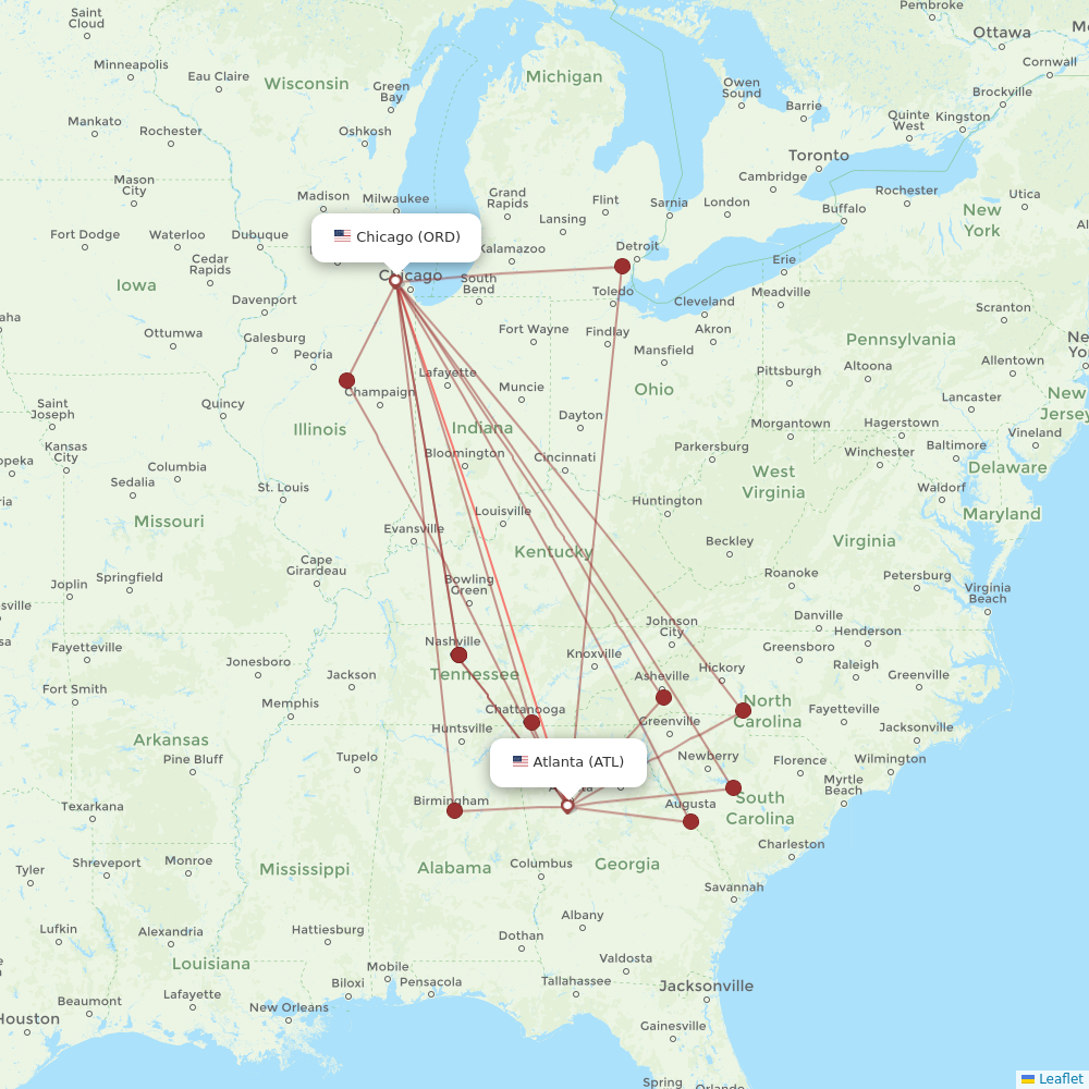Spirit Airlines flights between Chicago and Atlanta