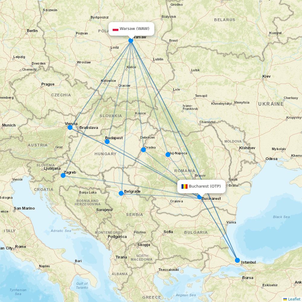LOT - Polish Airlines flights between Bucharest and Warsaw